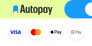 Akceptowane płatności: Autopay, Visa, Mastercard, Apple Pay, Google Pay